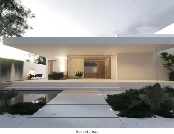 Modern Minimalist House With A Small Pond