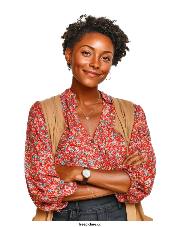 [Transparent Background PNG]Confident Black Woman Portrait