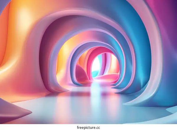 Abstract Colorful Tunnel Perspective Illustration