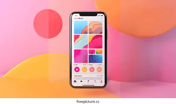 Abstract Mobile Phone Screen With Colorful Shapes Background