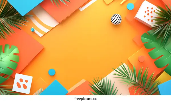 Summer Tropical Leaf Orange Background