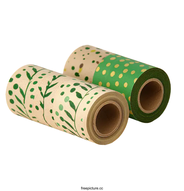 [Transparent Background PNG]Printed Kraft Paper Tape Rolls