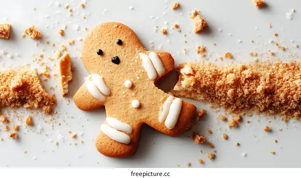 Broken Gingerbread Man Cookie Dessert Close-up