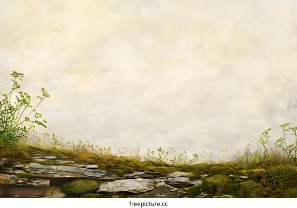 Vintage Green Mossy Stone Wall Background