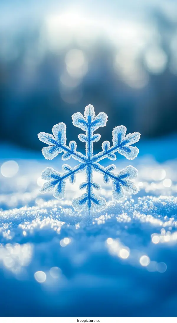 Beautiful Winter Snowflake Detail Closeup