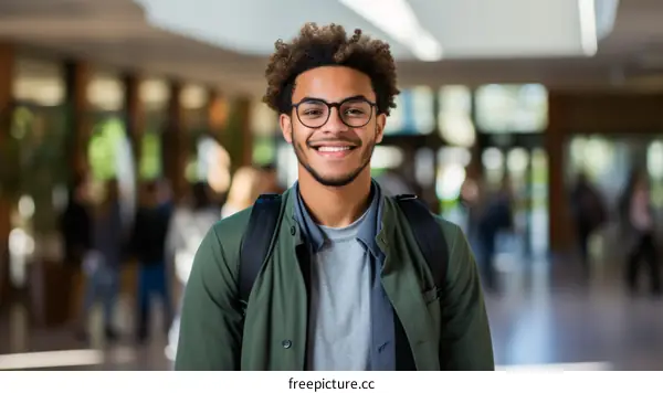 Portrait of a smiling young male college student on campus