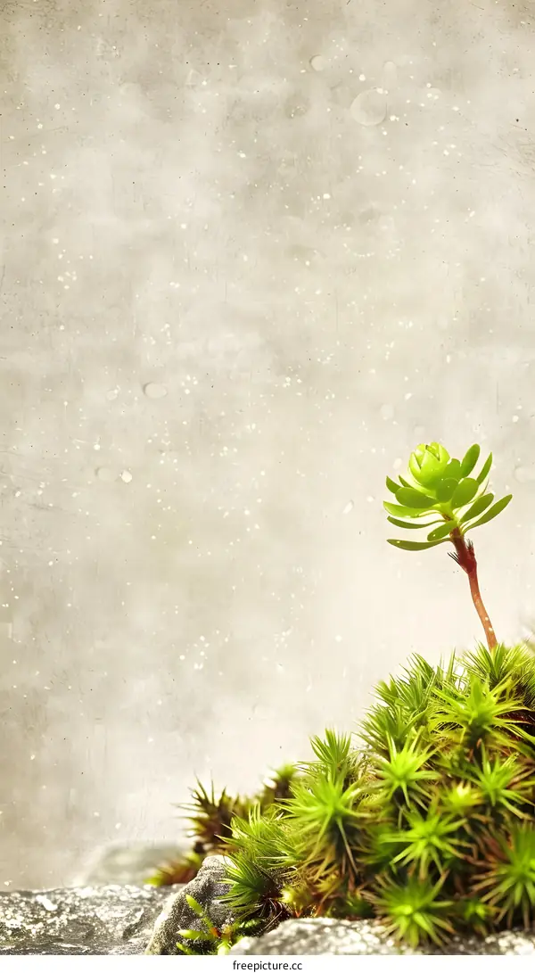 Vintage Paper Background With Green Moss