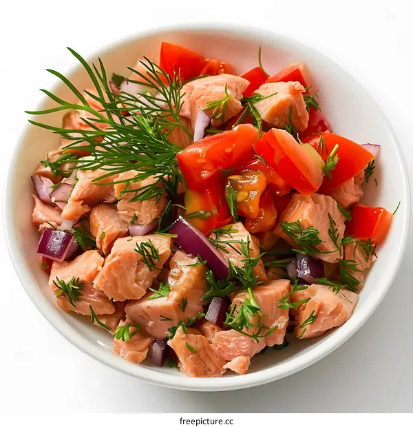 Salmon Salad with Tomatoes and Onions