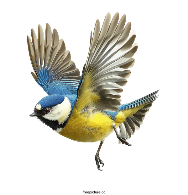 [Transparent Background PNG]A Beautiful Eurasian Blue Tit in Flight