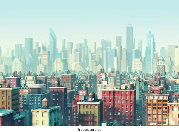 Breathtaking City Skyline with Impressive Tall Buildings