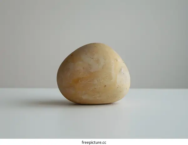 Smooth Beige Stone on White Background