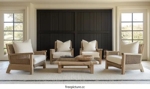 Modern Wooden Armchairs in a Stylish Living Room