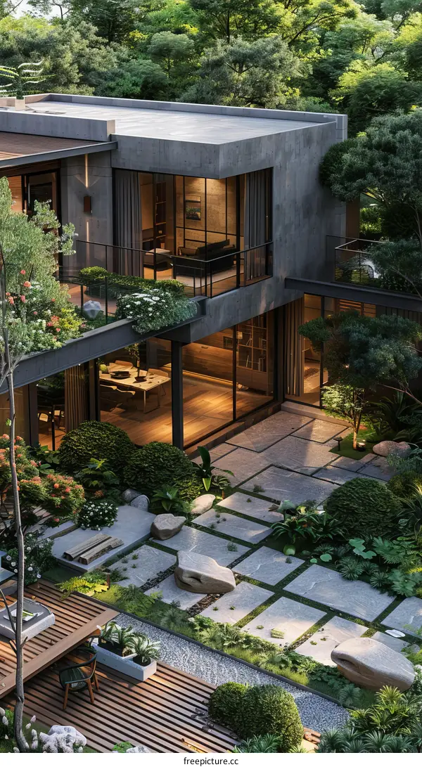 Courtyard house with natural elements