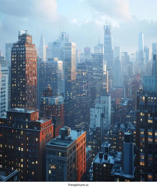 Urban Skyline of a Winter City