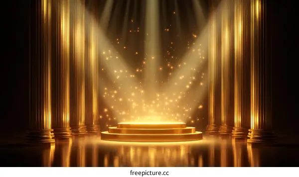 Golden Stage with Majestic Columns