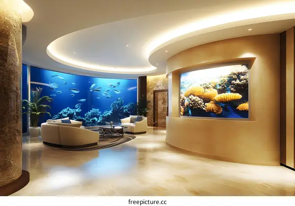 Luxury Hotel Lobby Interior Design With Underwater Theme