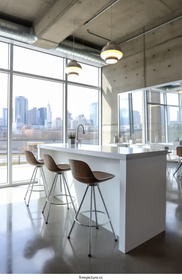 Modern Office Interior with City Views