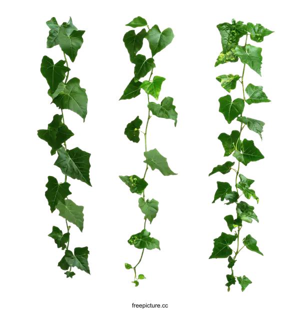 [Transparent Background PNG]Three Hanging Ivy Plants on White Background