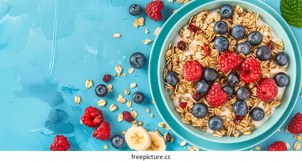 Healthy Breakfast Oatmeal with Berries and Banana