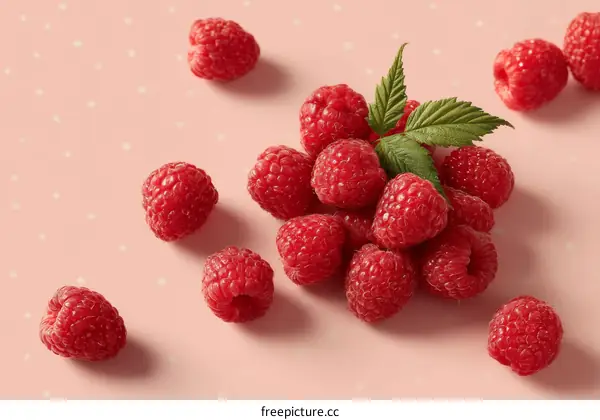 Fresh Raspberries on a Pink Background