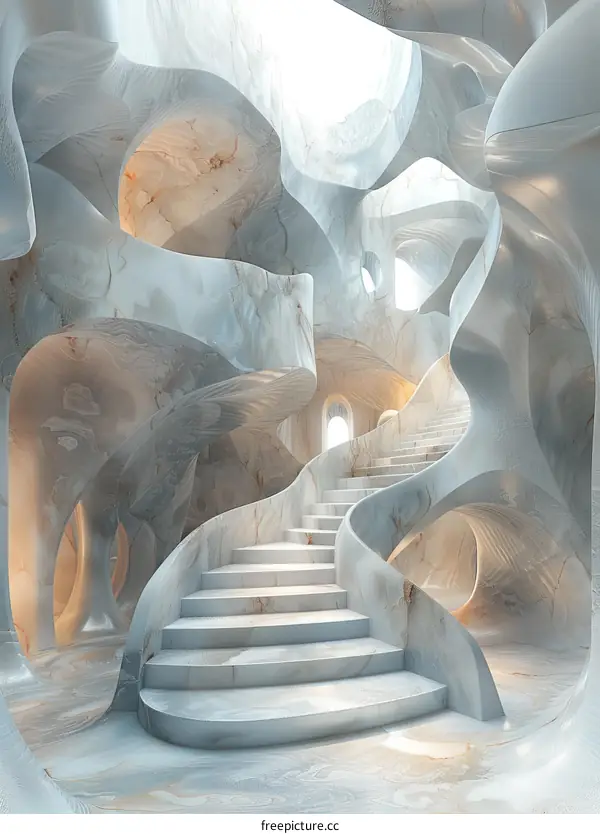 Abstract Modern Marble Staircase Design
