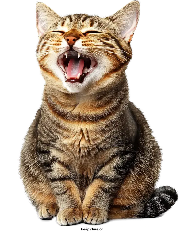 [Transparent Background PNG]Playful Tabby Cat Portrait on White Background