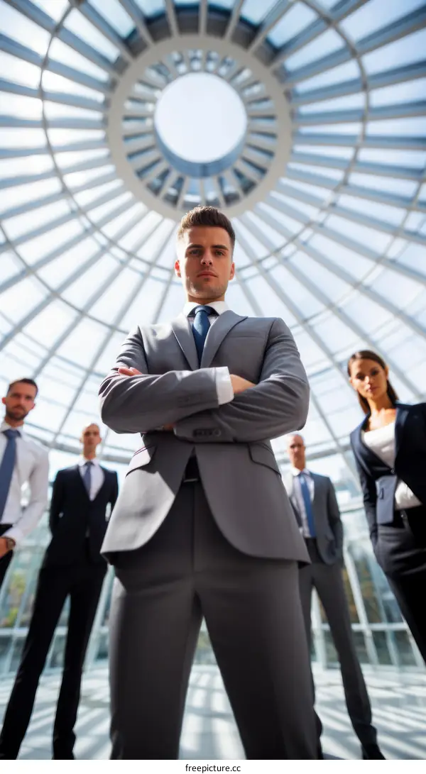 Business Team Standing Together in Modern Office Space