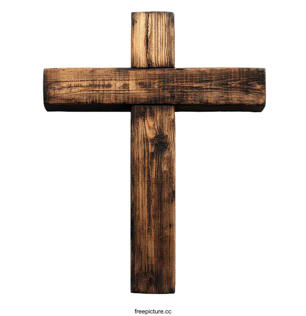 [Transparent Background PNG]Wooden Christian Cross Isolated on White Background