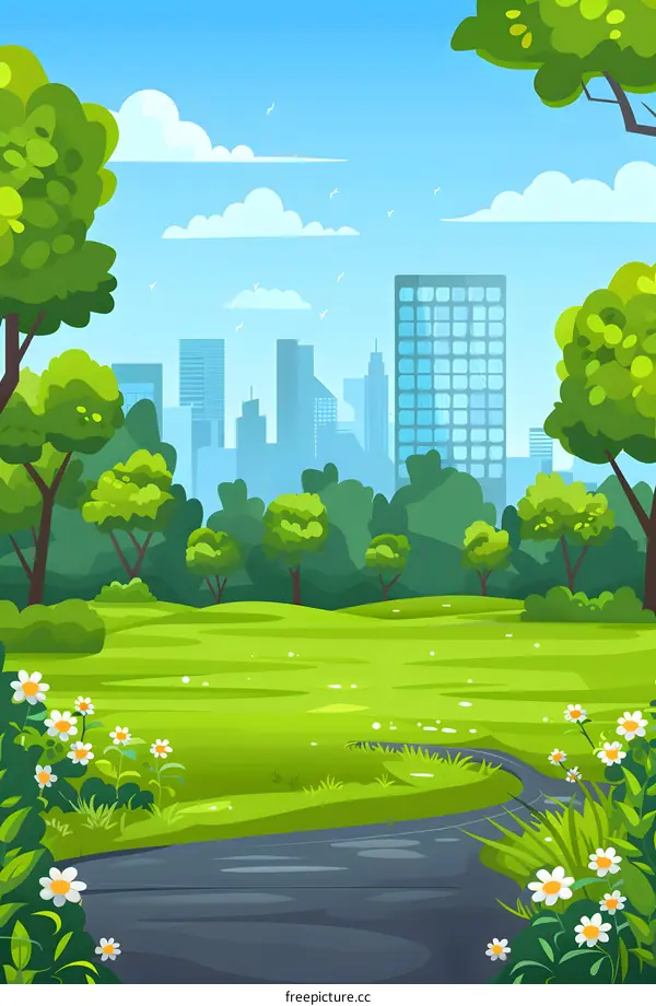Green City Park Landscape Illustration