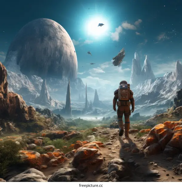 Astronaut Exploring Alien Planet