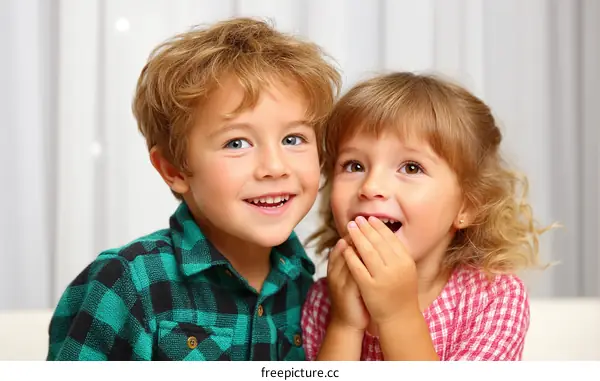 Two Children Sharing a Secret