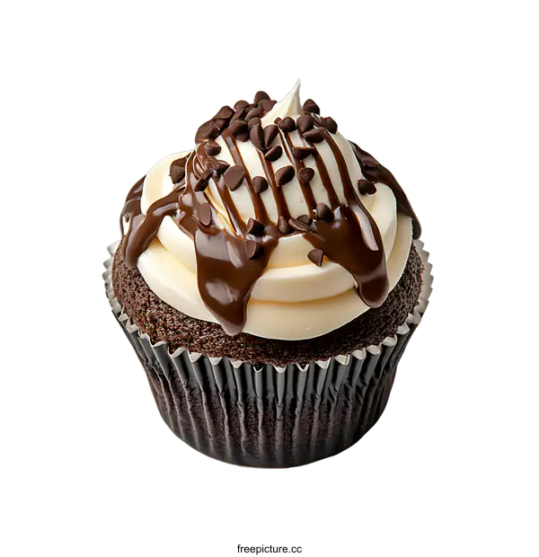 [Transparent Background PNG]Delicious Chocolate Cupcake with Whipped Cream