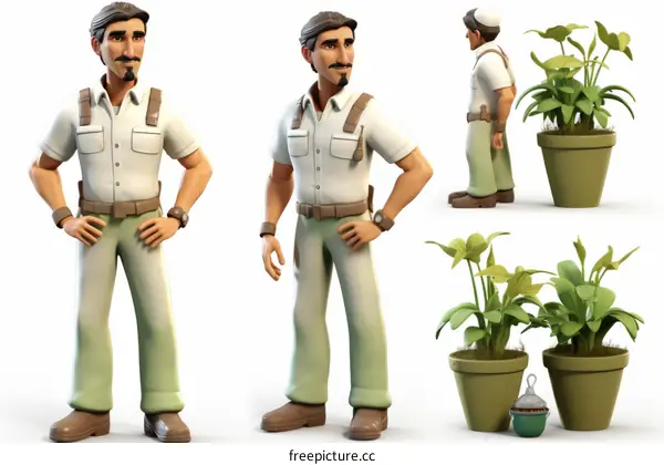 Male zookeeper with plants