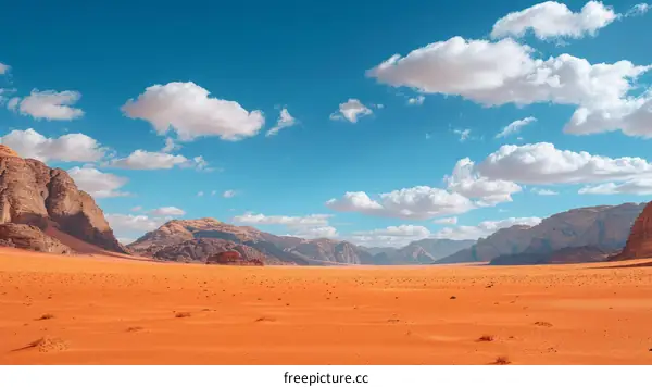 Endless Red Sand Dunes in a Vast Desert Under a Blue Sky