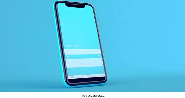 Blue Smartphone Mockup on Blue Background