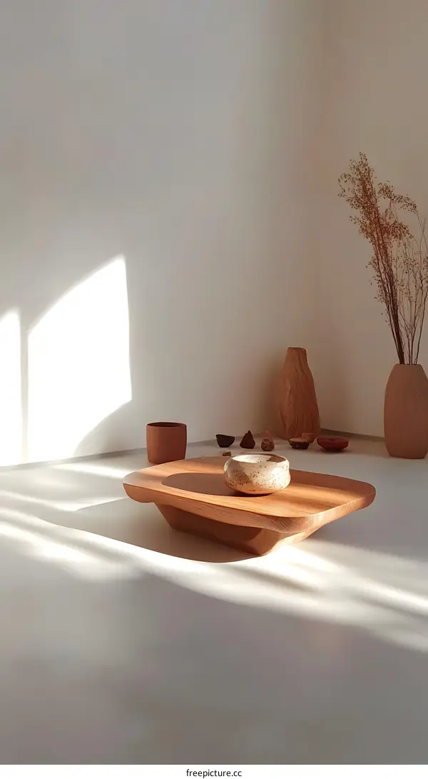 Wooden Table with Natural Light in Minimalist Interior