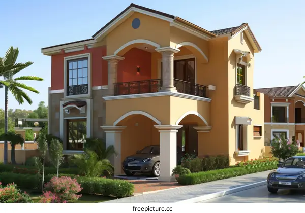 Luxury Modern Villa Exterior Design Illustration