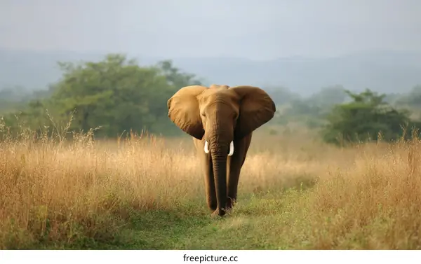 African Elephant in Savanna Landscape