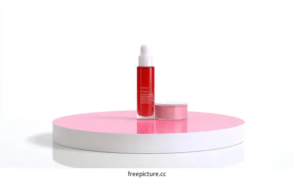 Cosmetic Products Display on Pink Platform