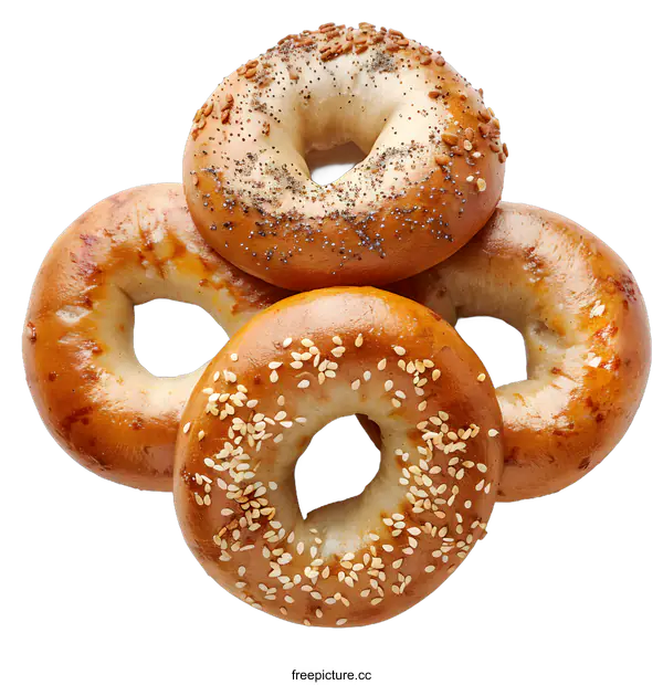 [Transparent Background PNG]Four bagels on a white background