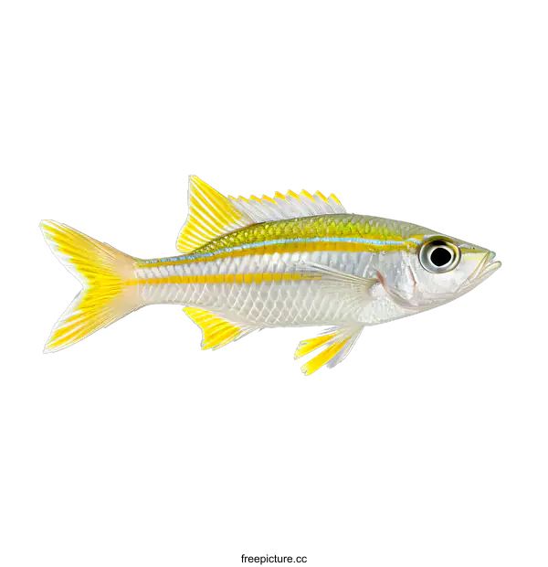 [Transparent Background PNG]Yellow Striped Fish on White Background