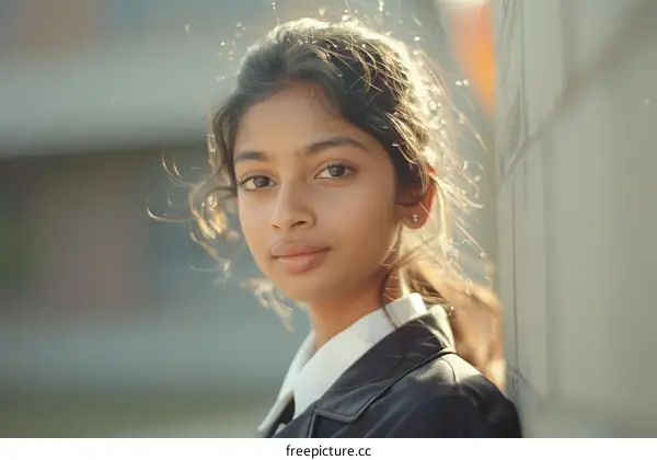Young Indian School Girl in Uniform