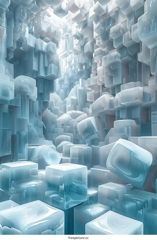 Mystical Ice Cave with Glowing Crystals