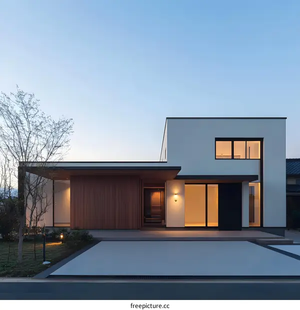 Modern Minimalist House with Wooden Accents