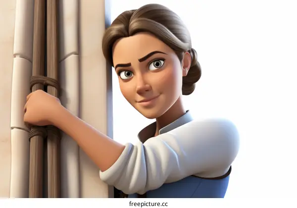 Smiling Woman with Brown Hair and Green Eyes