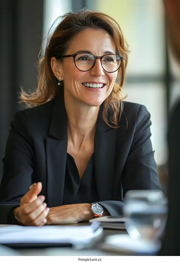 Smiling Business Woman in a Meeting