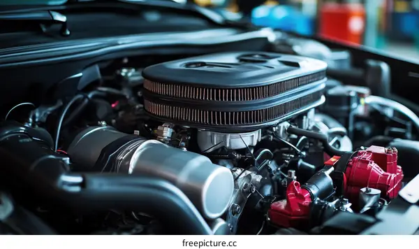Close-up View of a Modern Car Engine