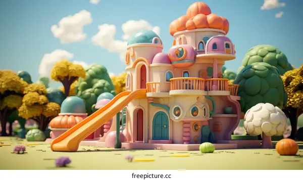 Charming Cartoon House in a Whimsical Dream World