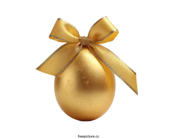 [Transparent Background PNG]Golden Egg Decorated with Ribbon