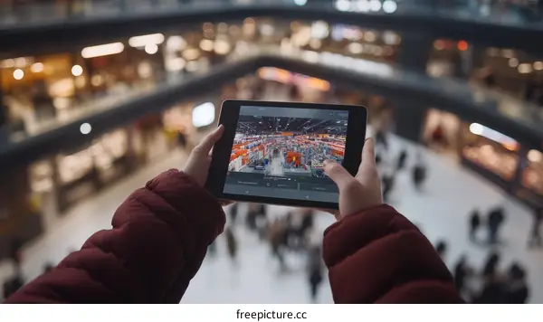Shopping Mall Interior View on Tablet